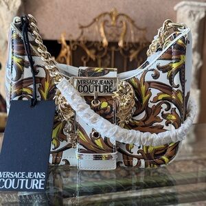 Versace Jeans Collection Shoulder Bag - Gold and Brown Pattern